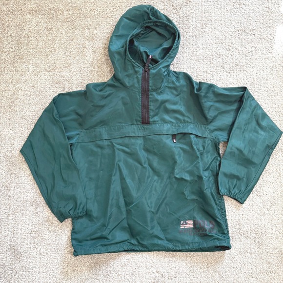 Polo Jeans Company Ralph Lauren Other - Vintage Polo Jeans Ralph‎ Lauren Green Nylon Windbreaker Hoodie Jacket Medium